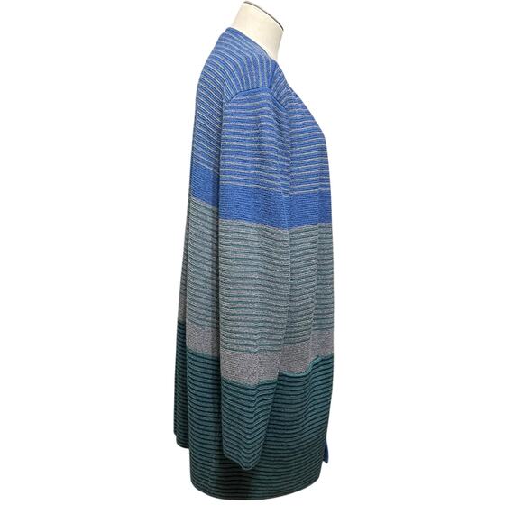 Talbots Womens Stripe Heavy Pure Merino Wool Open Front Duster Cardigan Sz XL - Picture 6 of 12